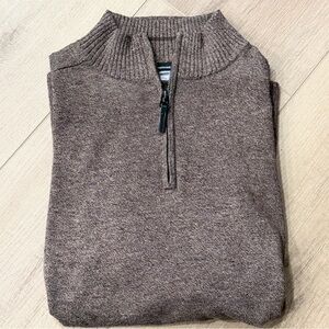 Smartwool Sweater Men Large Merino Wool Blend Sparwood Brown 1/4 Zip SW016427